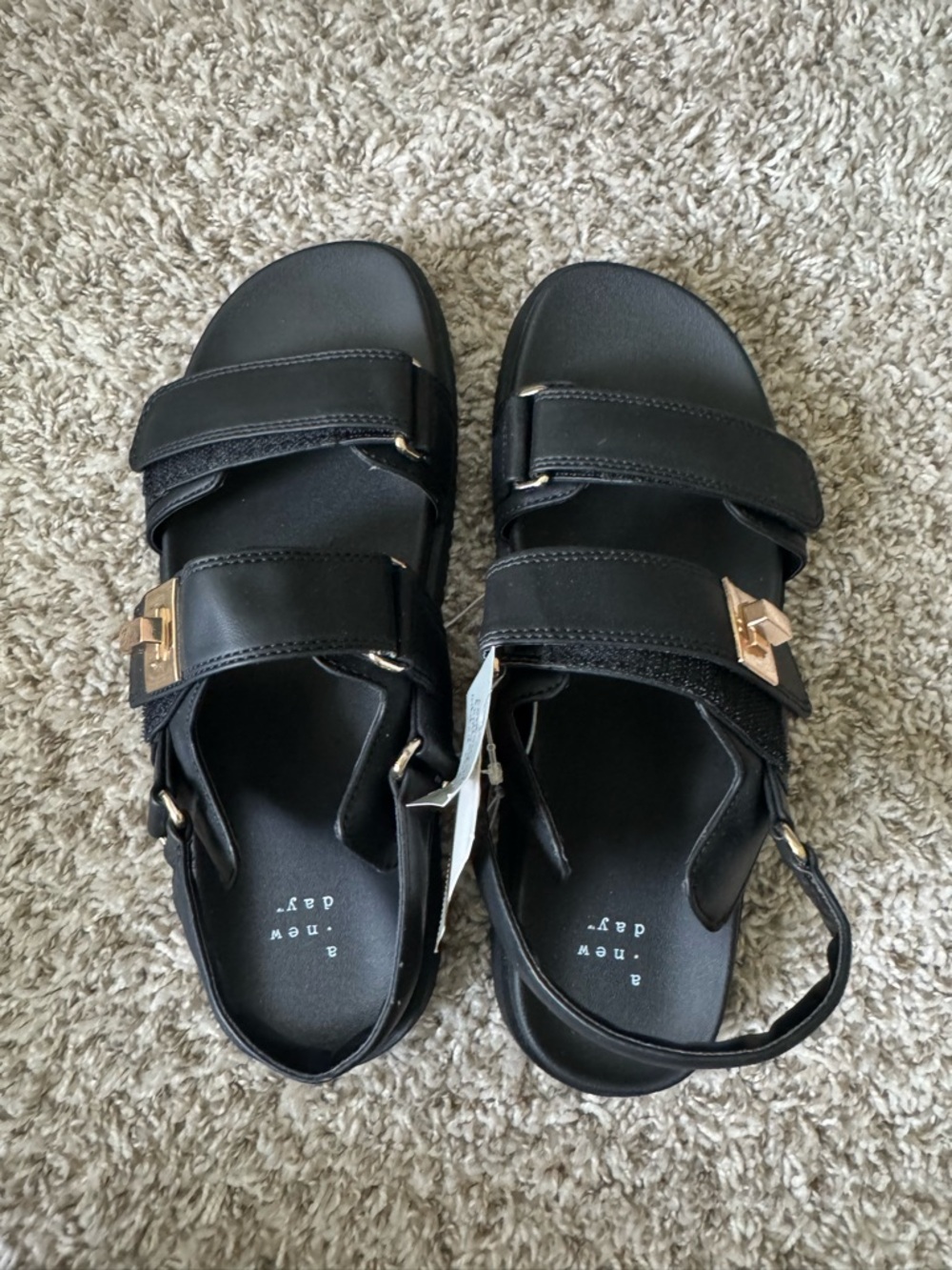 Black Strappy Buckle Sandals x Target size 9